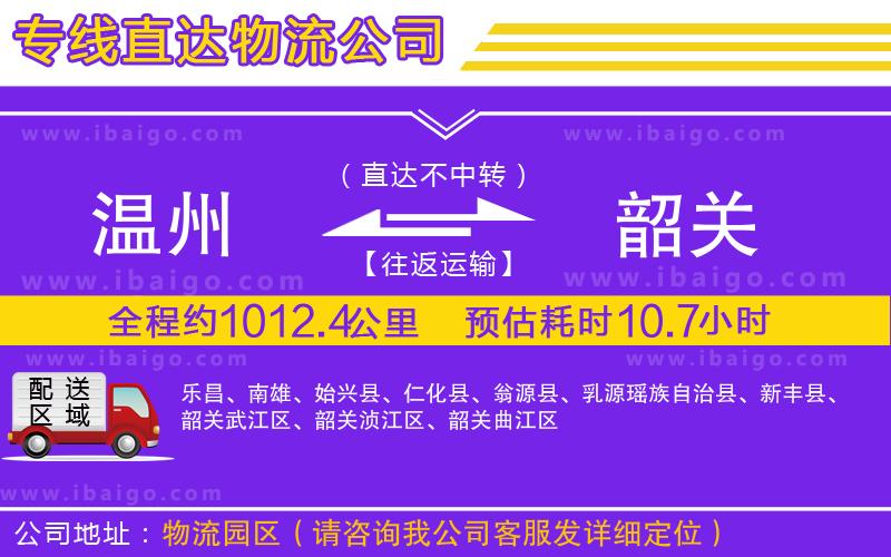 溫州到韶關貨運公司 溫州到韶關貨運公司